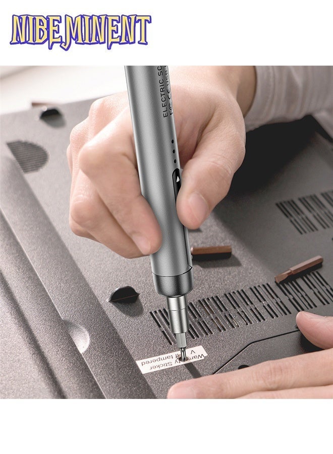 NIBEMINENT مجموعة مفكات كهربائية صغيرة 46 في 1 مع 38 رأس دقيق مغناطيسي، تعمل ببطارية ليثيوم قابلة للشحن عبر USB، مجموعة أدوات محمولة للاستخدام المنزلي، مجموعة أدوات إصلاح دقيقة للهاتف، الكمبيوتر المحمول، الكاميرا، الساعة، الكمبيوتر (رمادي) - Image 3